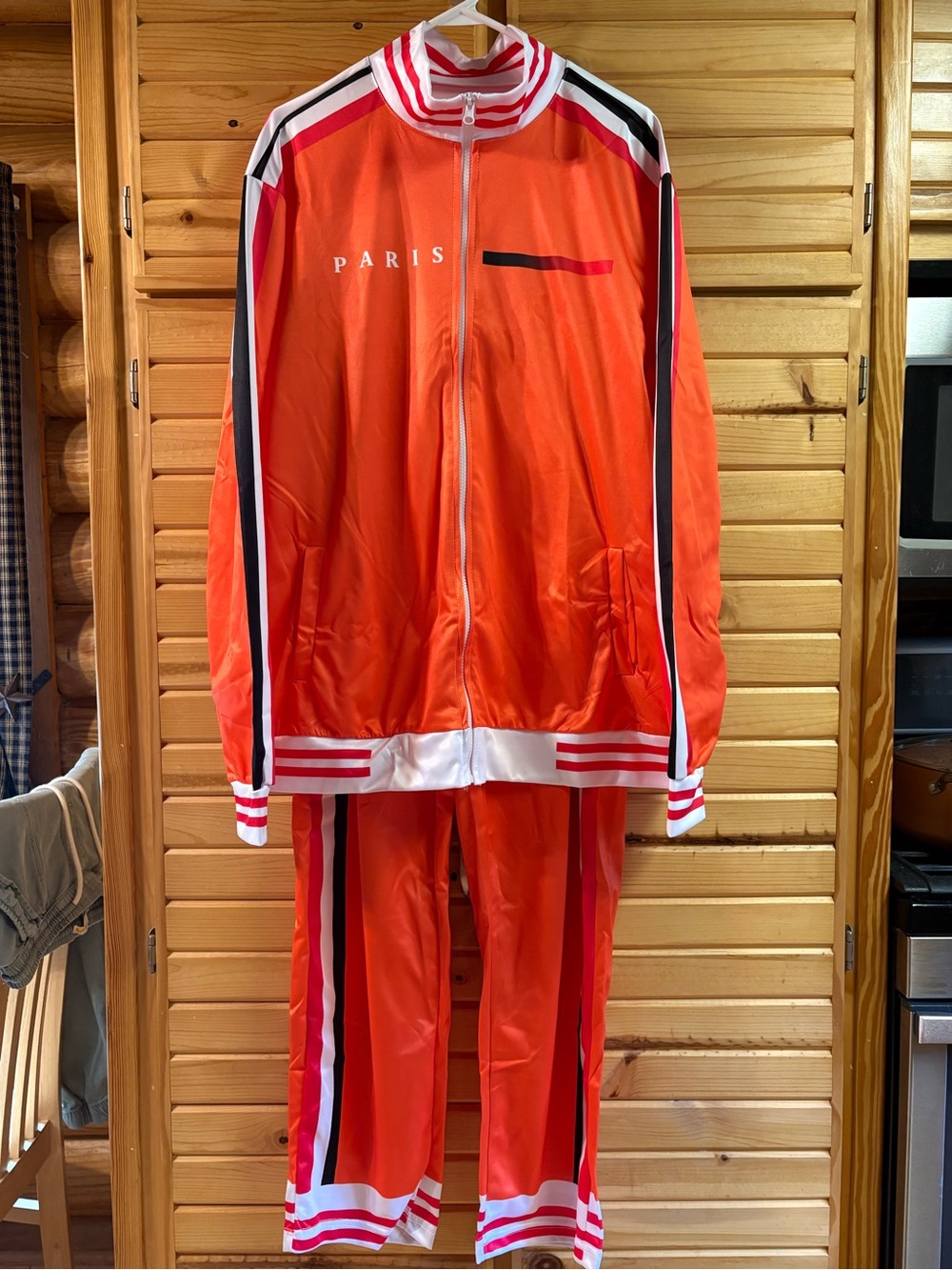 Men’s Orange 'PARIS' Track Jacket & Pants Set, Size XL, NEW IN PACKAGE
